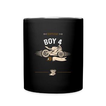 Birthday Boy 4 - Motorcycle - Tasse einfarbig - Schwarz - Vorne