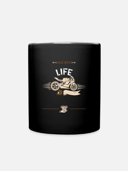 Race Wife Life - Motorcycle - Ensfarvet krus - sort