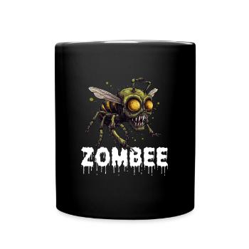 Zombee Halloween Horror Monster Zombie Biene Blume - Tasse einfarbig - Schwarz - Vorne