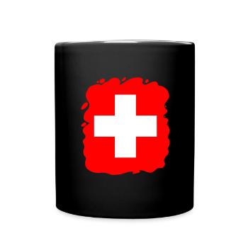 Drapeau Suisse Croix Vintage Look Usé Suisse - Mug uni - noir - Devant