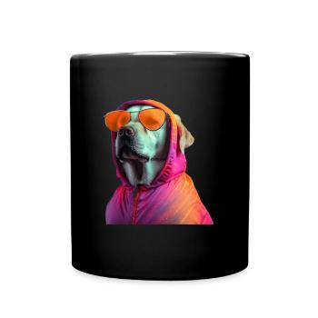 Labrador Hund mit Sonnenbrille - Tasse einfarbig - Schwarz - Vorne