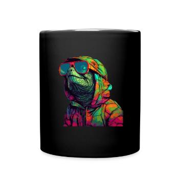 Turtle with sunglasses Cool turtles - Full Colour Mug - black - Front