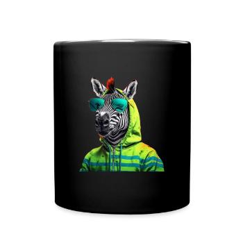 Zebra mit Sonnenbrille Bunt Coole Zebras Afrika - Tasse einfarbig - Schwarz - Vorne