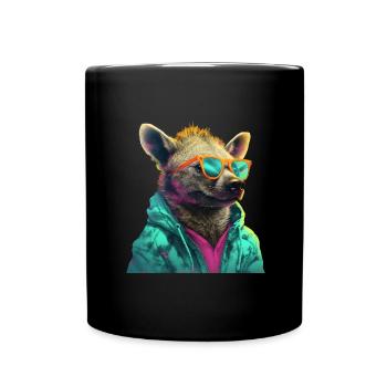 Hyène avec lunettes de soleil Hyènes Cool colorées Afrique - Mug uni - noir - Devant