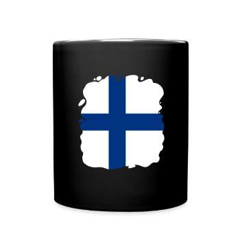 Finnland Flagge Suomi Finnische Fahne Used Look - Tasse einfarbig - Schwarz - Vorne
