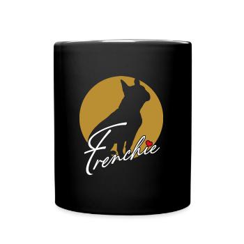 Bouledogue français avec cœur J’aime les Frenchies - Mug uni - noir - Devant