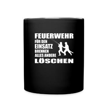 Feuerwehr - Tasse einfarbig - Schwarz - Vorne