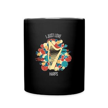 Harfe Geschenk Musikinstrument Musiker Zupfen - Tasse einfarbig - Schwarz - Vorne