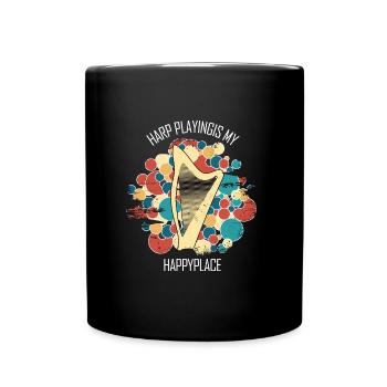 Harfe Geschenk Musikinstrument Musiker Zupfen - Tasse einfarbig - Schwarz - Vorne