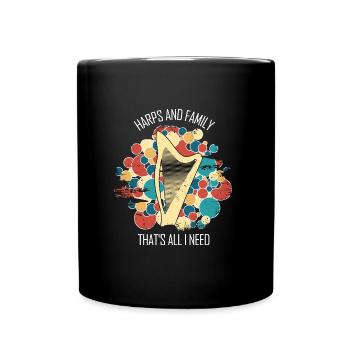Harfe Geschenk Musikinstrument Musiker Zupfen - Tasse einfarbig - Schwarz - Vorne