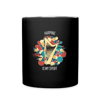 Harp Gift Musical Instrument Musician Plucking - Full Colour Mug - black - Front