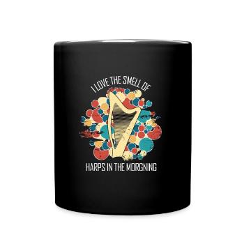 Harfe Geschenk Musikinstrument Musiker Zupfen - Tasse einfarbig - Schwarz - Vorne
