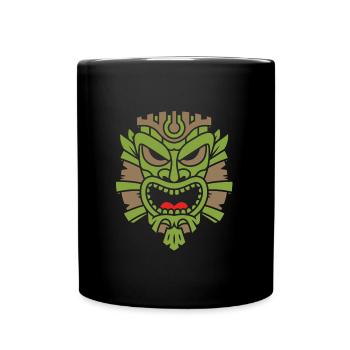 Mystical Mysterious Aztec Mask - Full Colour Mug - black - Front