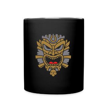 Mystical Mysterious Aztec Mask - Full Colour Mug - black - Front
