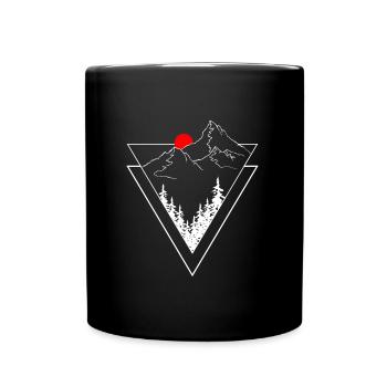 Mountains Trees Sun - Full Colour Mug - black - Front