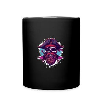 Crâne de pirate - Mug uni - noir - Devant