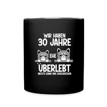 30 Jahre Ehe überlebt Perlen Hochzeit Hochzeitstag - Tasse einfarbig - Schwarz - Vorne