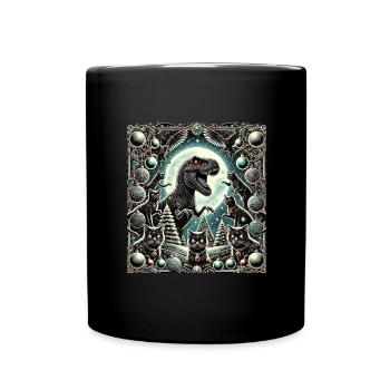 Dino Weihnachten T-Rex Katzen Ornamente - Tasse einfarbig - Schwarz - Vorne
