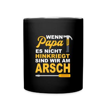 Vater, Papa, Vatertag, - Tasse einfarbig - Schwarz - Vorne