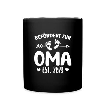 Schwangerschaftsverkündung Werdende Oma Geschenk - Tasse einfarbig - Schwarz - Vorne