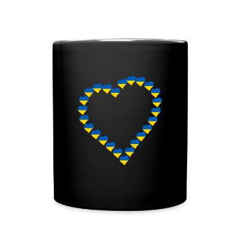 Ukraine Herz Herzchen - Tasse einfarbig - Schwarz - Vorne