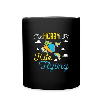 Drachen steigen Kite Flying mit Papa - Tasse einfarbig - Schwarz - Vorne