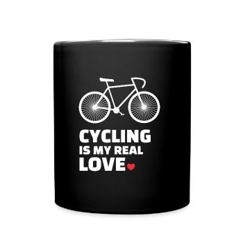 Radfahren, Cycling, Bicycling and Biking - Tasse einfarbig - Schwarz - Vorne