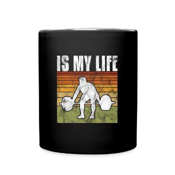 Bodybuilding is my life Bodybuilder GYM weight training - Full Colour Mug - black - Front