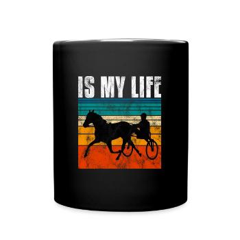 Is my life Trabreiter Trabrennen Trabreiten Retro - Tasse einfarbig - Schwarz - Vorne