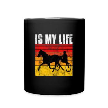 Is my life Trabreiter Trabrennen Trabreiten Retro - Full Colour Mug - black - Front