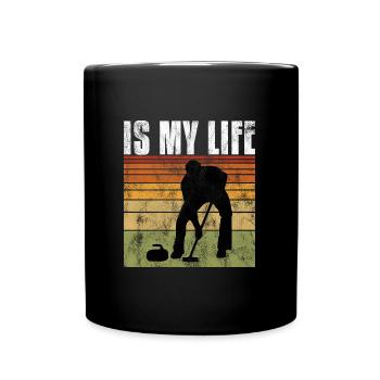 Curling is my life Curler Eisstockschießen - Full Colour Mug - black - Front