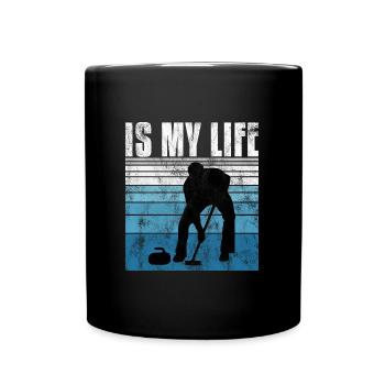Curling is my life Curler Eisstockschießen - Tasse einfarbig - Schwarz - Vorne
