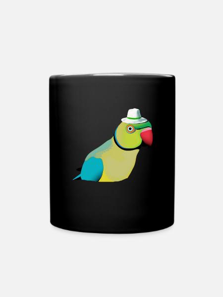 Indischer Ringelhals Papagei - Tasse einfarbig - Schwarz