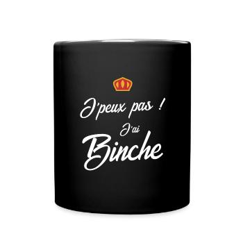 Je peux pas j'ai Binche - Carnaval de Binche - Mug uni - noir - Devant