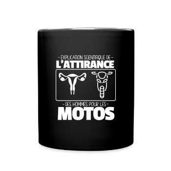 Explication scientifique motard moto humour - Mug uni - noir - Devant