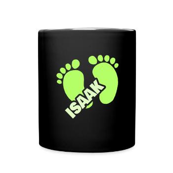 Footprint for Isaac's birth baby - Full Colour Mug - black - Front