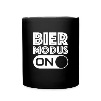 Bier modus on | grillen, Party, Freunde - Tasse einfarbig - Schwarz - Vorne