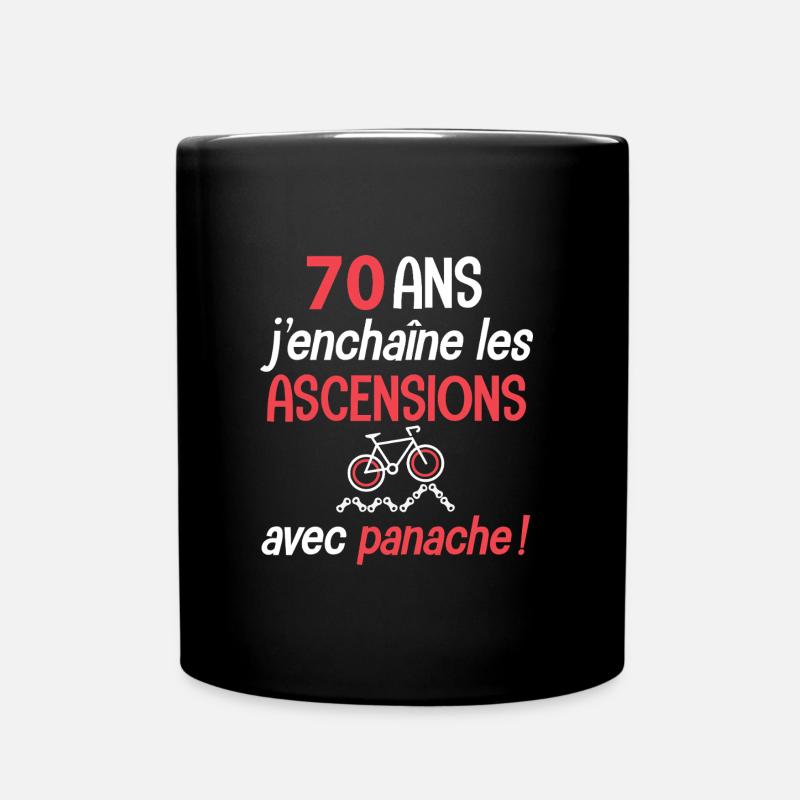 Vélo 70 ans ascension avec panache anniversaire - Mug uni - noir