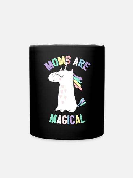 Moms Are Magical Unicorn - Mother 's Day - Full Colour Mug - black