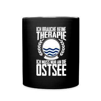 Therapie Ostsee - Urlaub Geschenk Rügen Fehmarn - Tasse einfarbig - Schwarz - Vorne