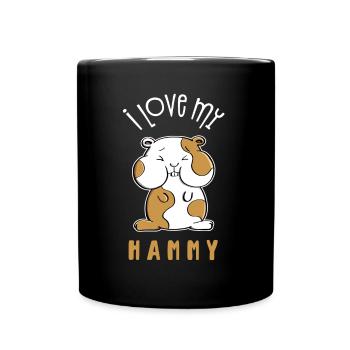 I love my hammy - Ich liebe meinen Hamster - Tasse einfarbig - Schwarz - Vorne