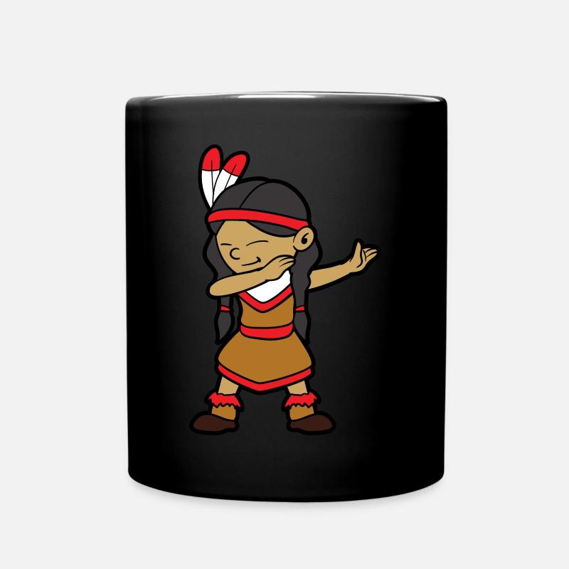 Dabbing Dab Tanzendes Indianer Mädchen Indianerin - Tasse einfarbig - Schwarz