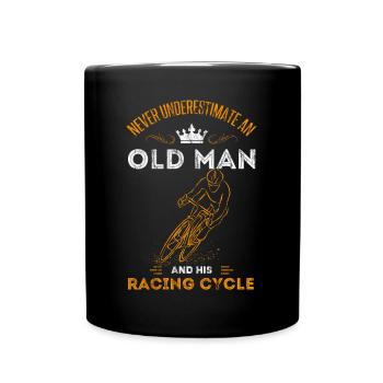 Old man cycling road bike grandpa gift idea age - Full Colour Mug - black - Front