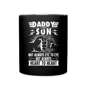 Daddy and son always heart to heart - Full Colour Mug - black - Front