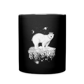 Ours polaire avec couronne sur une banquise - Mug uni - noir - Devant
