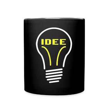 Glühbirne Idee - Tasse einfarbig - Schwarz - Vorne