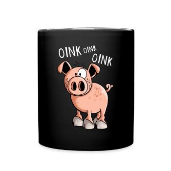Kleines Oink Schwein - Comic - Schweine - Tiere - Tasse einfarbig - Schwarz - Vorne