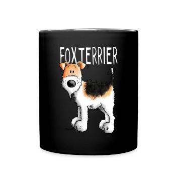 Kleiner Foxterrier - Hund - Hunde - Tier - Comic - Tasse einfarbig - Schwarz - Vorne
