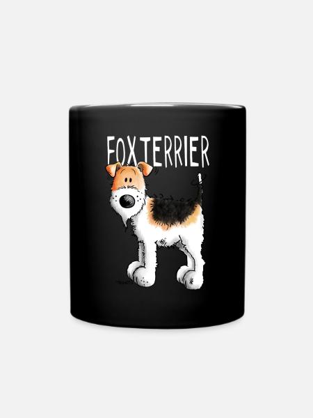 Funny Fox Terrier - Dog - Dog - Cartoon - Gift - Full Colour Mug - black