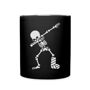 Dab dabbing skeleton plaster broken leg - Tasse einfarbig - Schwarz - Vorne